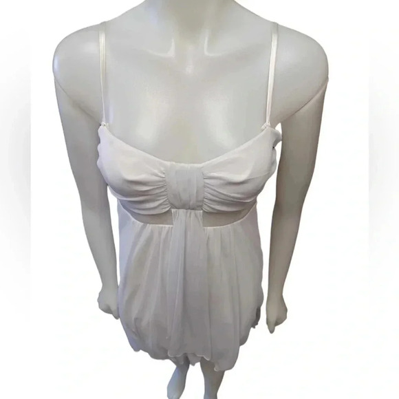 Le Chateau White Spaghetti Strap Lined A  Line Mini Dress Size Large - Picture 4 of 9